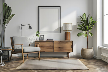 Photo Frame Gallery Wall Mockup. Generative Ai.