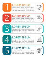 Business infographic Vector with 5 steps.Used for presentation,information,education,connection,marketing, project,strategy,technology,learn,brainstorm,creative,growth,abstract,stairs,idea,text,work.
