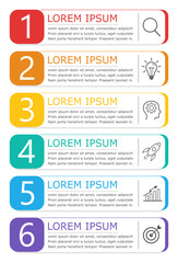 Business infographic Vector with 6 steps.Used for presentation,information,education,connection,marketing, project,strategy,technology,learn,brainstorm,creative,growth,abstract,stairs,idea,text,work.