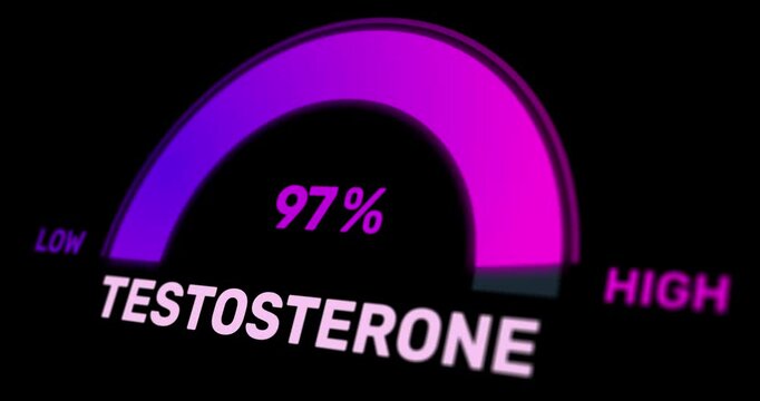 Testosterone level measurement animation, libido pie-chart with counter, man healthcare test, footage