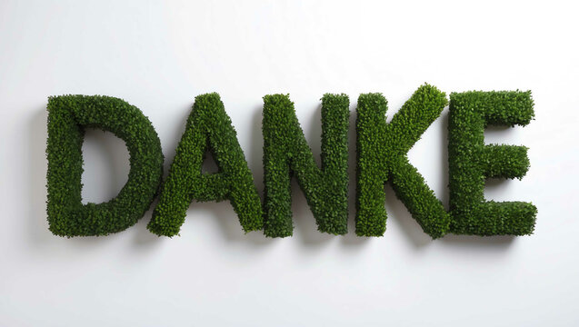 danke word shrubs trimmed on white background