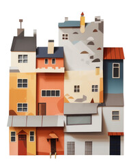 Naklejka premium PNG Building painting town city.
