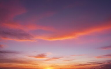 Fototapeta premium Vibrant Sunset with Scattered Clouds in Peaceful Serenity