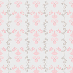 Pink and Gray Damask Seamless Patterns