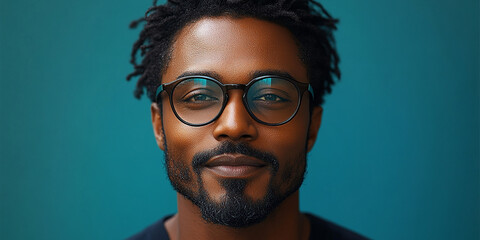 Obraz premium Portrait of an attractive dark-skinned man wearing glasses