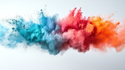 explosive art and dynamic splash of colored paint captured on a white background for modern and abstract designs