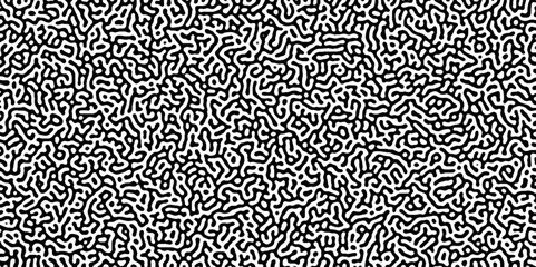 Turing reaction diffusion monochrome seamless pattern with chaotic motion .Linear design with biological shapes. Organic lines in memphis. abstract turing organic wallpaper background .	
