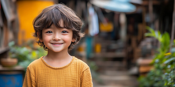 Portrait of an asian child looking at the camera