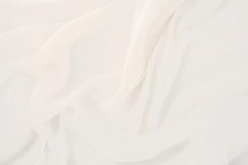 Obraz premium Elegant flowing beige silk fabric texture png overlay effect, transparent background