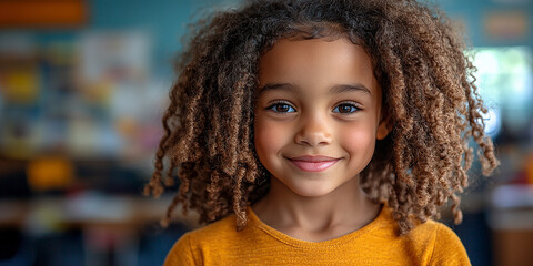 Portrait of a black school child looking into the camera