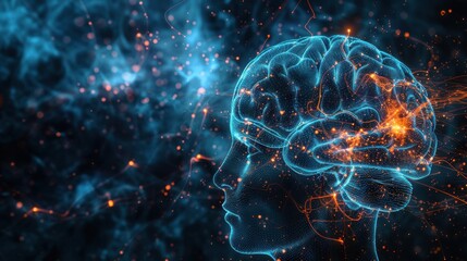 Vivid Neurological Activity in Brain Simulation Illustration