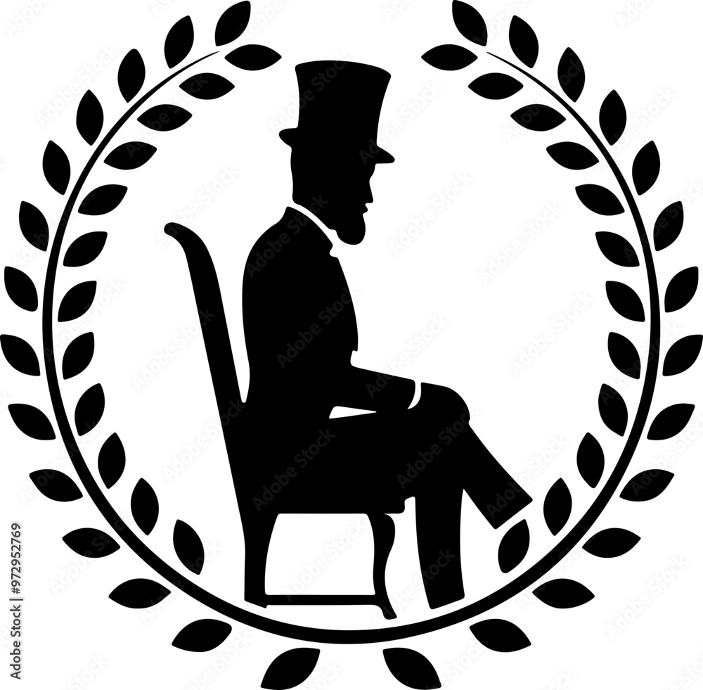 Poster Silhouette of a Vintage Man in a Top Hat