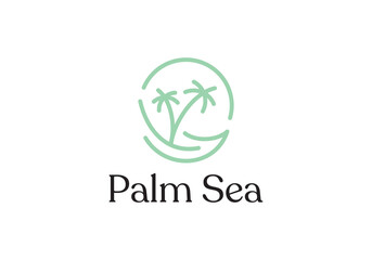 palm beach linear style logo design vector	
