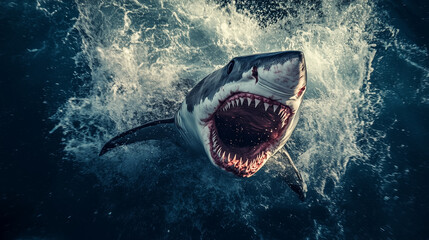 Shark charging toward the camera, Shark attack , angry animal