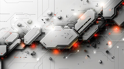 Close-Up View of a Circuit Board with Electronic Components in Monochrome
