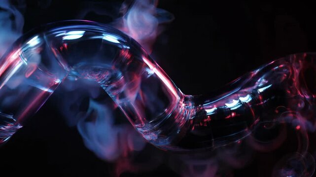 Pipe with light and smoke effect on a dark background