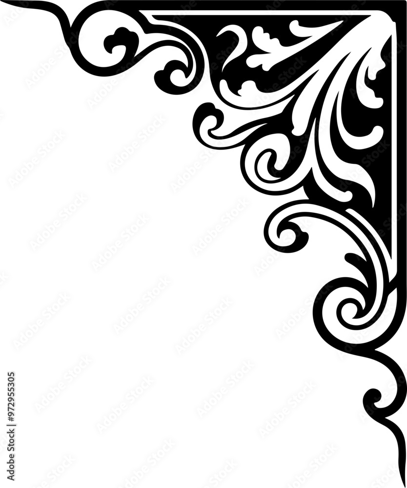 Poster Elegant Black Floral Corner Decorative Design