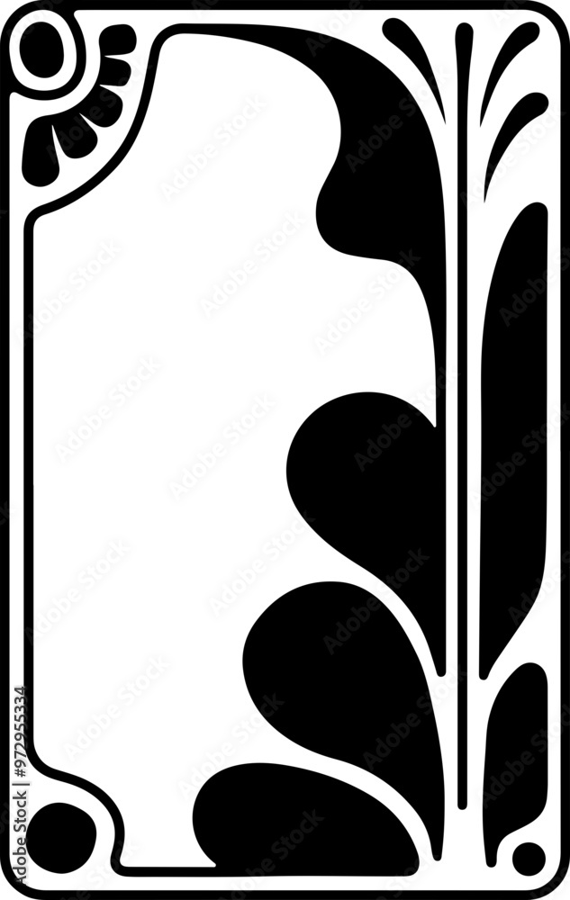 Sticker Artistic Black and White Floral Design Illustration