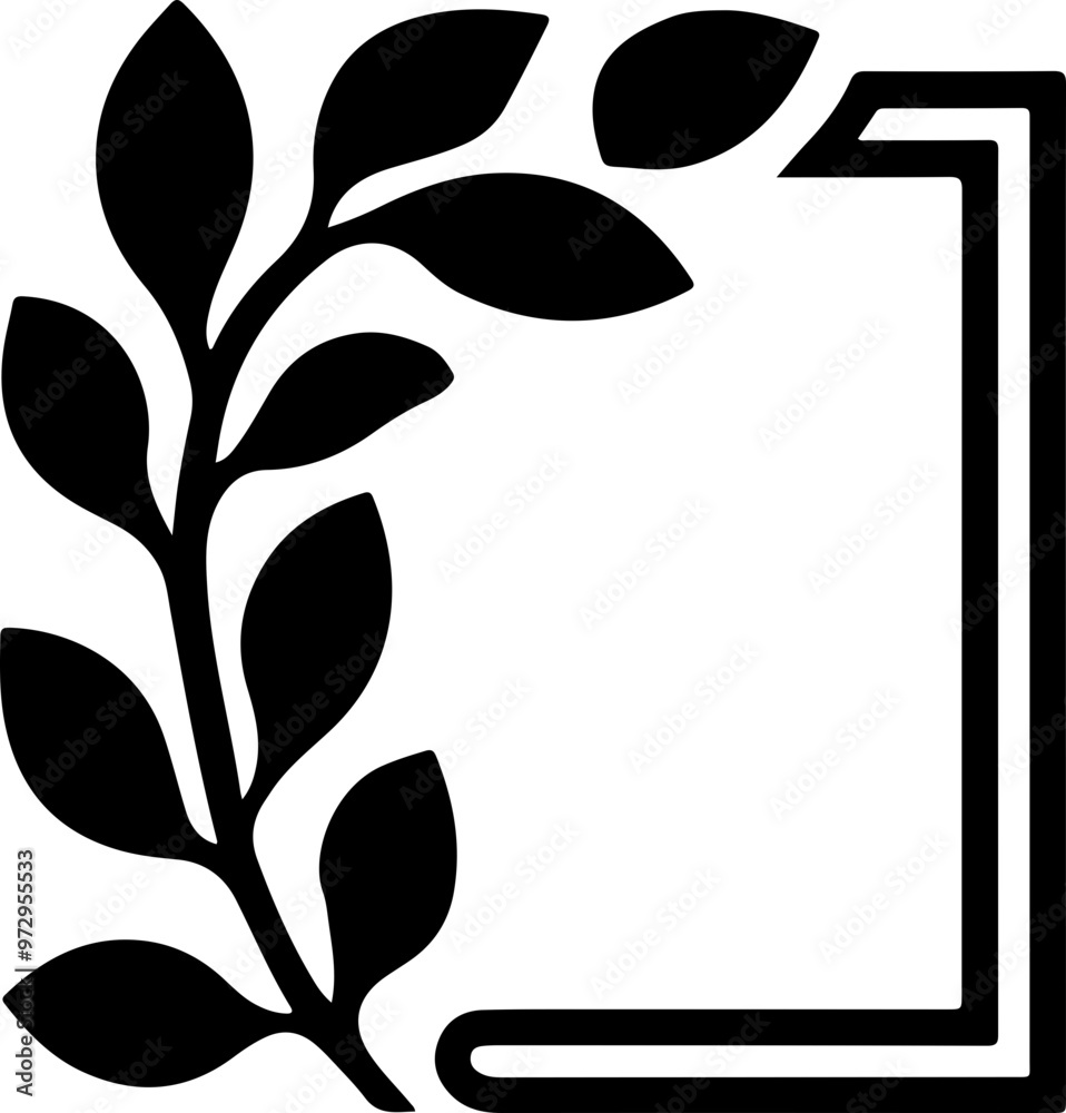 Poster Stylized Leaf and Number Design for Decoration