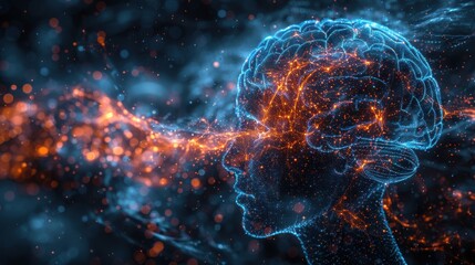 Vivid Neurological Activity in Brain Simulation Illustration