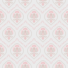 Pink and Gray Damask Seamless Patterns