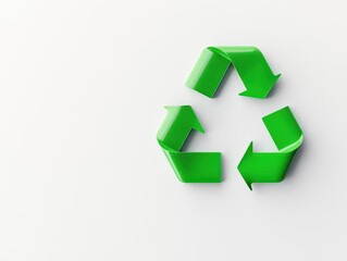 Obraz premium Minimalist recycle symbol in soft green on a white background, clean and eco-friendly design