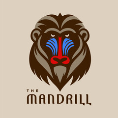Mandrill Monkey Head Vector Logo Concept 