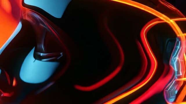 Abstract golden 3d female face with smooth and shiny texture, reflecting light in a futuristic, surreal style