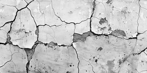 Obraz premium A close-up shot of a cracked white painted surface, revealing a network of intricate, weathered lines and crevices