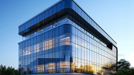 Fototapeta premium Efficient Logistics Hub Modern Distribution Center with BlueTinted Exterior Panels
