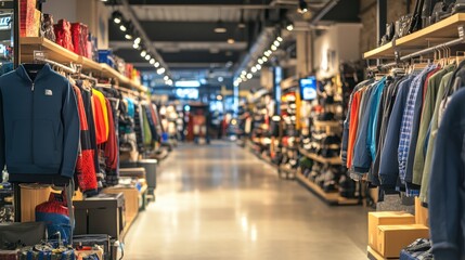 Obraz premium A retail store interior showcasing clothing and accessories on display.