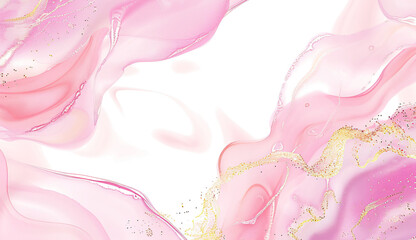 Alcohol ink in soft pink with flowing gold creates a delicate, ethereal background