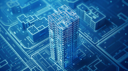 Urban Blueprint of City Skyline
