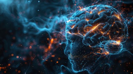 Obraz premium Vivid Neurological Activity in Brain Simulation Illustration