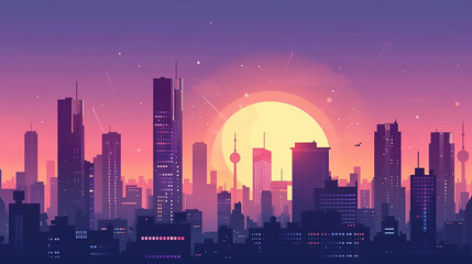 Obraz premium Blue and Orange Hues, Cityscape of buildings with bad weather and air pollution,