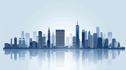 Naklejka premium Transparent glass material urban skyline reflection illustration