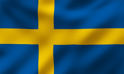 Obraz premium Waving National Flag of Sweden, Vector Illustration