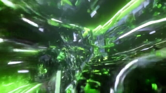3d animation of green pipes with futuristic elements and lighting