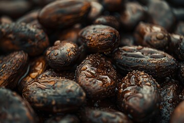 Cacao Beans with Water Droplets