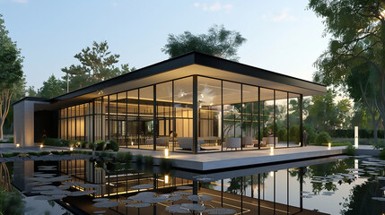 Fototapeta premium Landscaped Gardens in Natural Sunlight, Emphasizing Sustainability Lush Landscaping