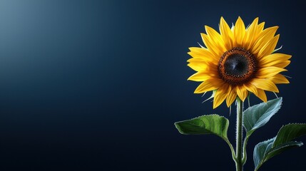 Obraz premium Vibrant sunflower against a dark background, showcasing its bright yellow petals.