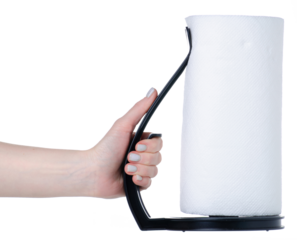 Paper towel holder in hand isolation