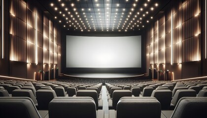 Fototapeta premium modern cinema with blank screen – Generative AI