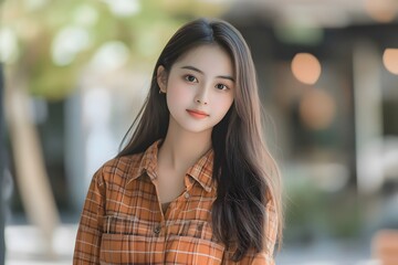 Obraz premium portrait of young natural Asian woman representing beauty, fashion and elegance