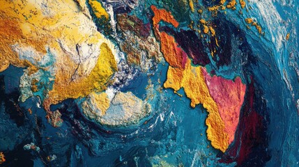 Naklejka premium A satellite view of tectonic plate boundaries, highlighting the divisions and movements of the Earth's crust, with vibrant visual data illustrating seismic activity.
