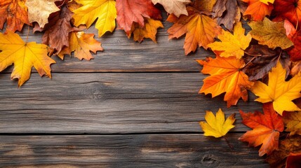 Autumn leaves background with copy space