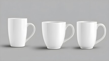 Fototapeta premium Classic white mug mockup set from different angles