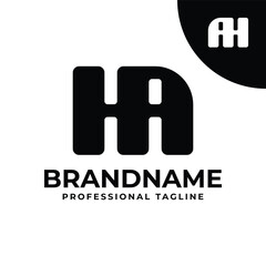 Letters HA or AH Monogram Logo, suitable for any business with HA or AH initials