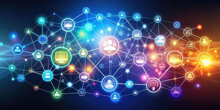 Dynamic composition of various symbols representing communication and connection, connections, symbols, network