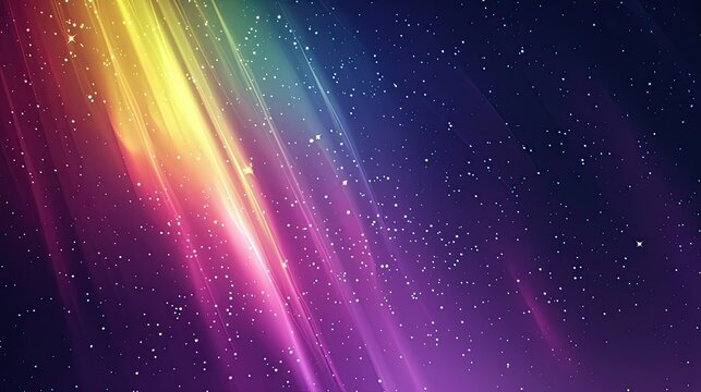 A vibrant, abstract background featuring colorful light streaks against a starry night sky, ideal for digital designs.